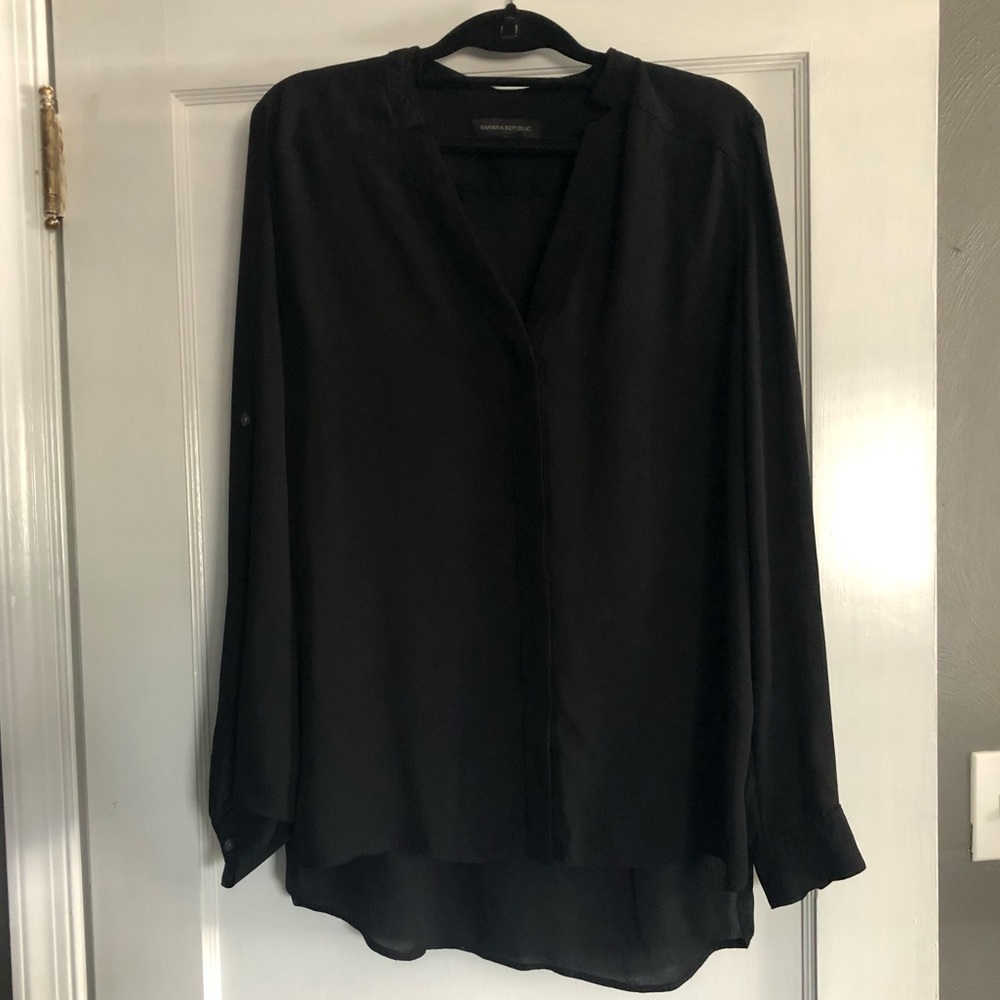 Banana Republic Sheer Black Blouse